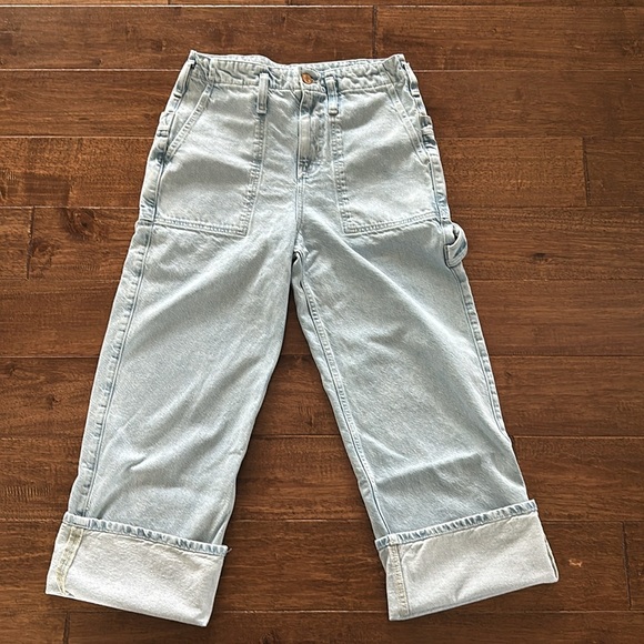 We The Free Major Leagues Mid-Rise Cuffed Jeans Sz 28 Wide Leg Light Stone - Picture 4 of 7